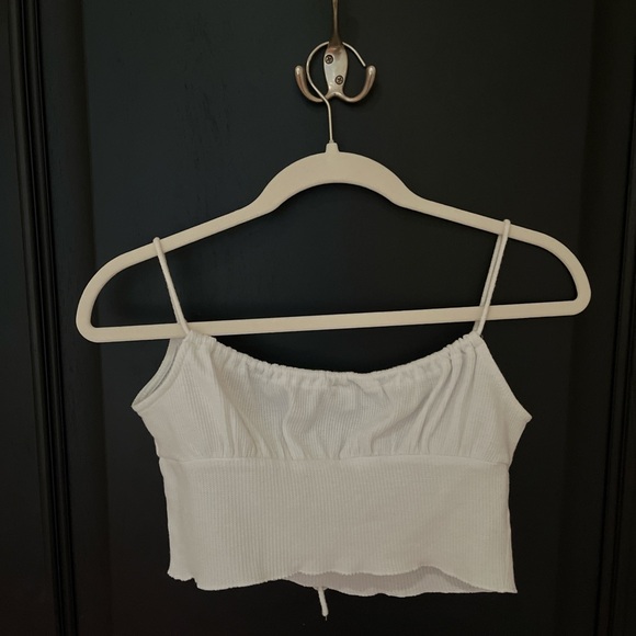 White Ribbed Crop Top - Picture 2 of 3